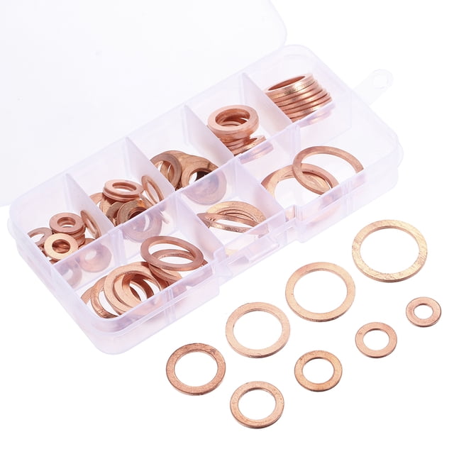 Labymos 80pcs/set M6-M20 8 Sizes Solid Copper Gasket Washers Sealing Ring 8 Sizes Flat Ring