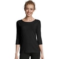 thumbnail image 2 of Hanes 00090563950560 T-Shirt Raglan pour Femmes en Coton Extensible, Noir - Petit, 2 of 2