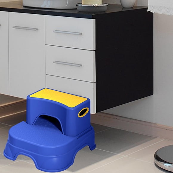 Two Step Stool for Kids Double up Toddlers Step Stool for Entryway Playroom blue
