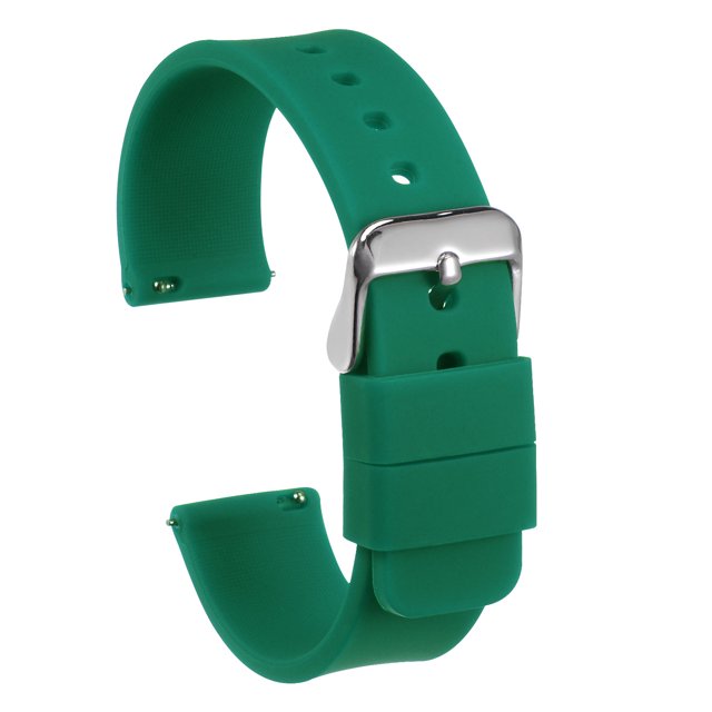 Uxcell Silicone Watch Band Quick Release Soft Rubber Watch Strap Dark Green/Silver 14mm