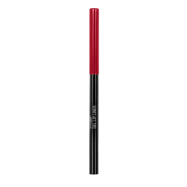 wet n wild Perfect Pout Crayons à Lèvres en Gel Montrés comme un Crayon Mince avec un Baril Noir et un Capuchon Rouge, Présentant une Formule en Gel Qui Glisse en Douceur pour une Doublure Précise des Lèvres et une Couleur Longue Tenue, Convient à Utiliser Seul Ou sous un Rouge à Lèvres dans le Maquillage des Lèvres.