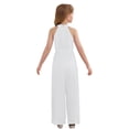 thumbnail image 2 of TiaoBug Girls Round Collar Sleeveless Pleated Beading Rhinestone Jumpsuit - High Waist Wide Leg for Party White 12, 2 of 5