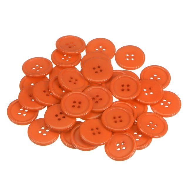 Unique Bargains Orange 4-Hole Resin Round Flat Sewing Buttons (100 Pieces)
