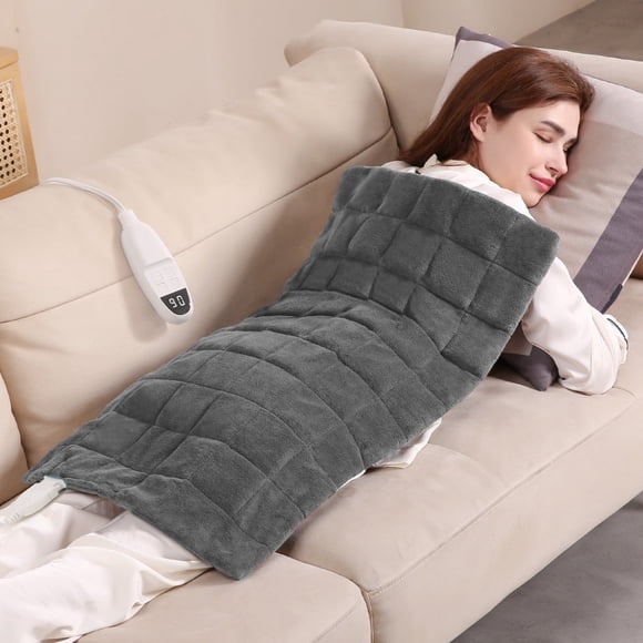 18"x33" Weighted Heating Pad for Full Body Relief, 4lb Extra Weight, 6 Heat Levels, 2H Auto-off, Gray
