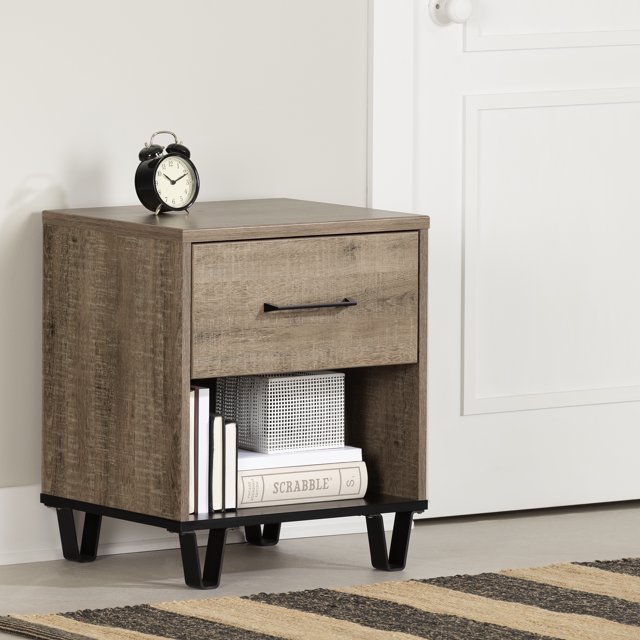 South Shore Arlen 1-Drawer Nightstand for Child, in Weathered Oak