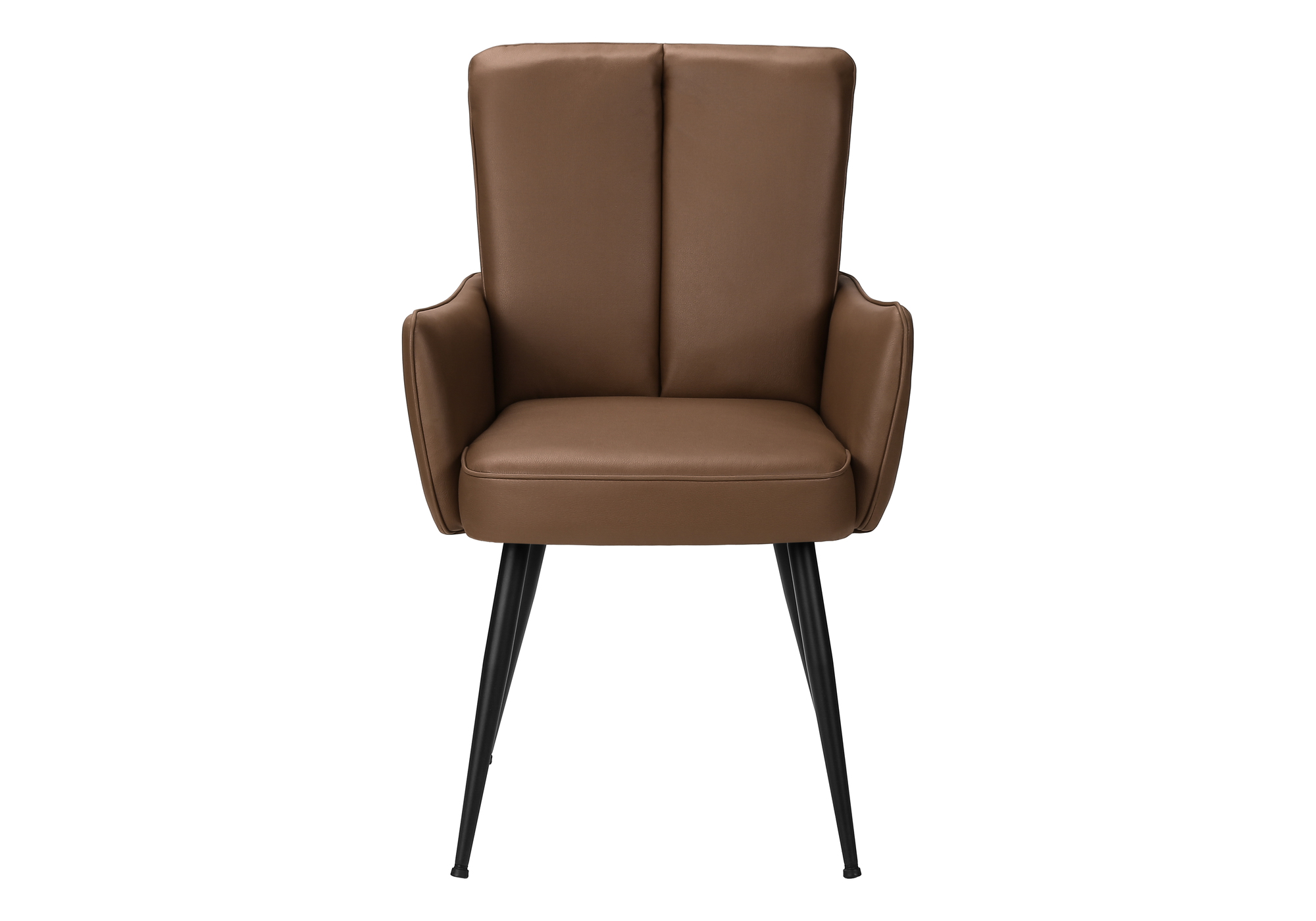 Monarch Specialties - Chaise, 36" De Haut, Ensemble De 2, Rembourré, Coté, Salle À Manger, Cuisine, Aspect Cuir Marron, Métal Noir, Contemporain, Moderne