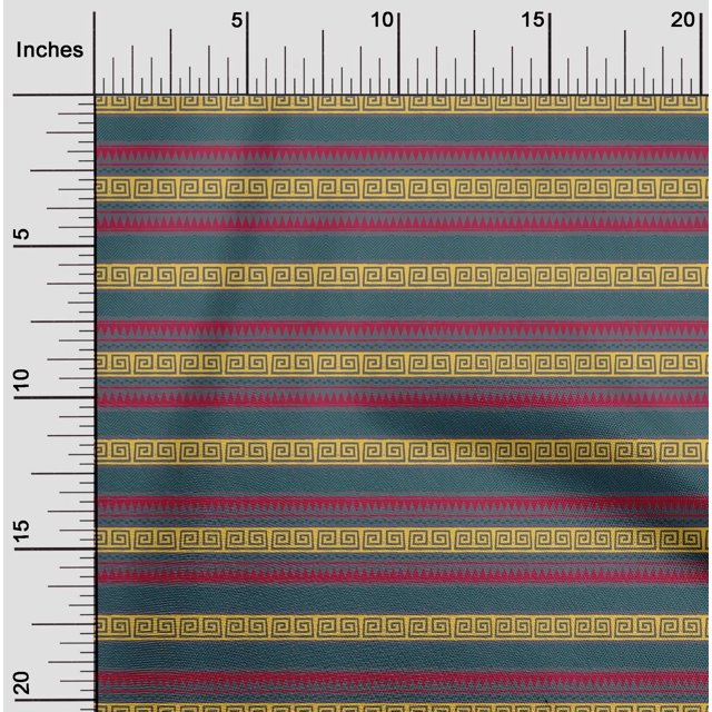 oneOone Organic Cotton Poplin Twill Fabric Chevron & Greek Key Block Print Sewing Fabric BTY 42 Inch Wide
