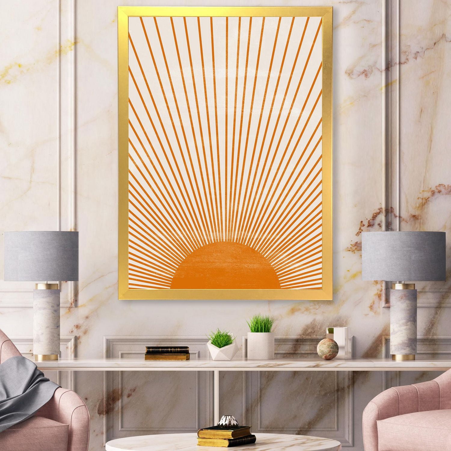 Designart Imprimé soleil orange III Art mural encadré