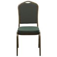 thumbnail image 3 of HERCULES Series Crown Back Stacking Banquet Chair in Green Patterned Fabric - Gold Vein Frame, 3 of 9