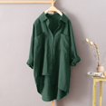 thumbnail image 2 of Chemises Boutonnées pour Femmes Manches Longues Retroussées Ourlet Haut-Bas Blouse Longue Décontractée Hauts, 2 of 3