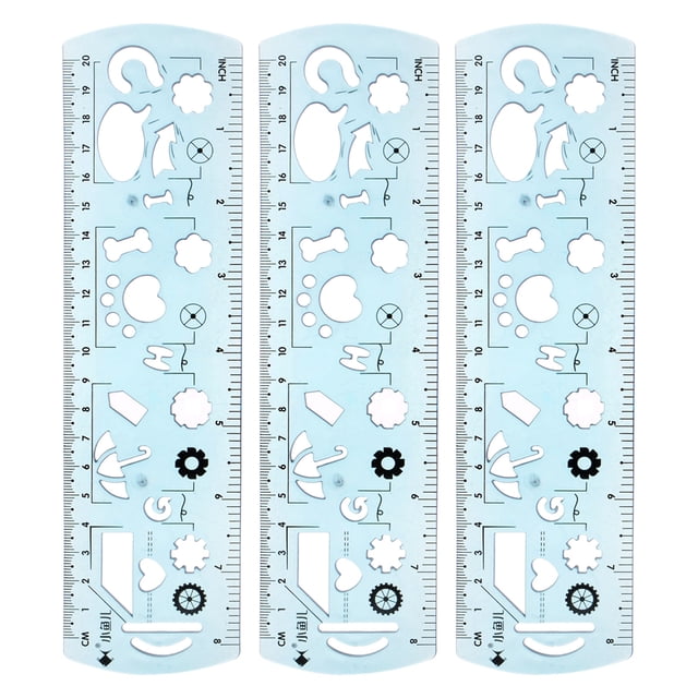 Unique Bargains 3pcs Unbreakable Flexible Rulers 20cm/8' Double Scale Shatterproof Folding Plastic Ruler, Light Blue