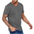 thumbnail image 1 of EOYWHK T-Shirts for Men Lounge Top Summer Casual Solid Color V-Neck Basic Tees Slim Fit Pullover Pajama Top, 1 of 6
