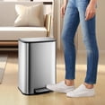 thumbnail image 4 of Ourlova 12L Trash Can, Stainless Steel Garbage Can, Small Rectangular Trash Can with Soft Close Lid Foot Pedal & Inner Bucket for Kitchen Home Office, 4 of 9