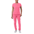 thumbnail image 1 of Adar Addition Go-Higher Scrub Set For Women - Notched V-Neck Scrub Top & Skinny Cargo Scrub Pants, 1 of 7