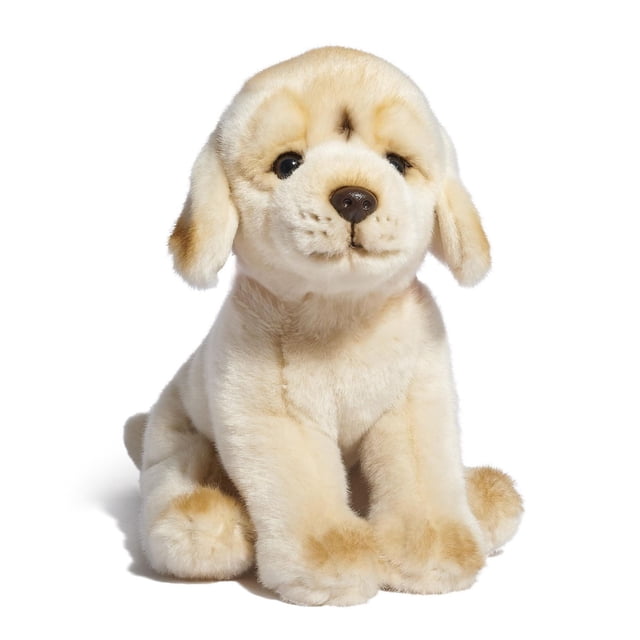 Hugs and Cuddles™ Rescue Center 10" Labrador Plush sitting upright with soft cream fur and light brown accents on paws and ears, shown against a white background, ideal as a cuddly companion for children aged 3 and up.