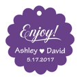 thumbnail image 1 of 100 PCS Enjoy! Customized Scallop Edges Hang Tags Personalized Wedding Favor Gift Paper Tags, 1 of 1