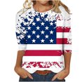 thumbnail image 1 of EQWLJWE Hauts d'Été pour Femmes Hauts pour Femmes Liquidation Mode Féminine Manches Courtes Col Rond Rétro Imprimé Blouse Ample Manches Trois-Quarts, 1 of 4