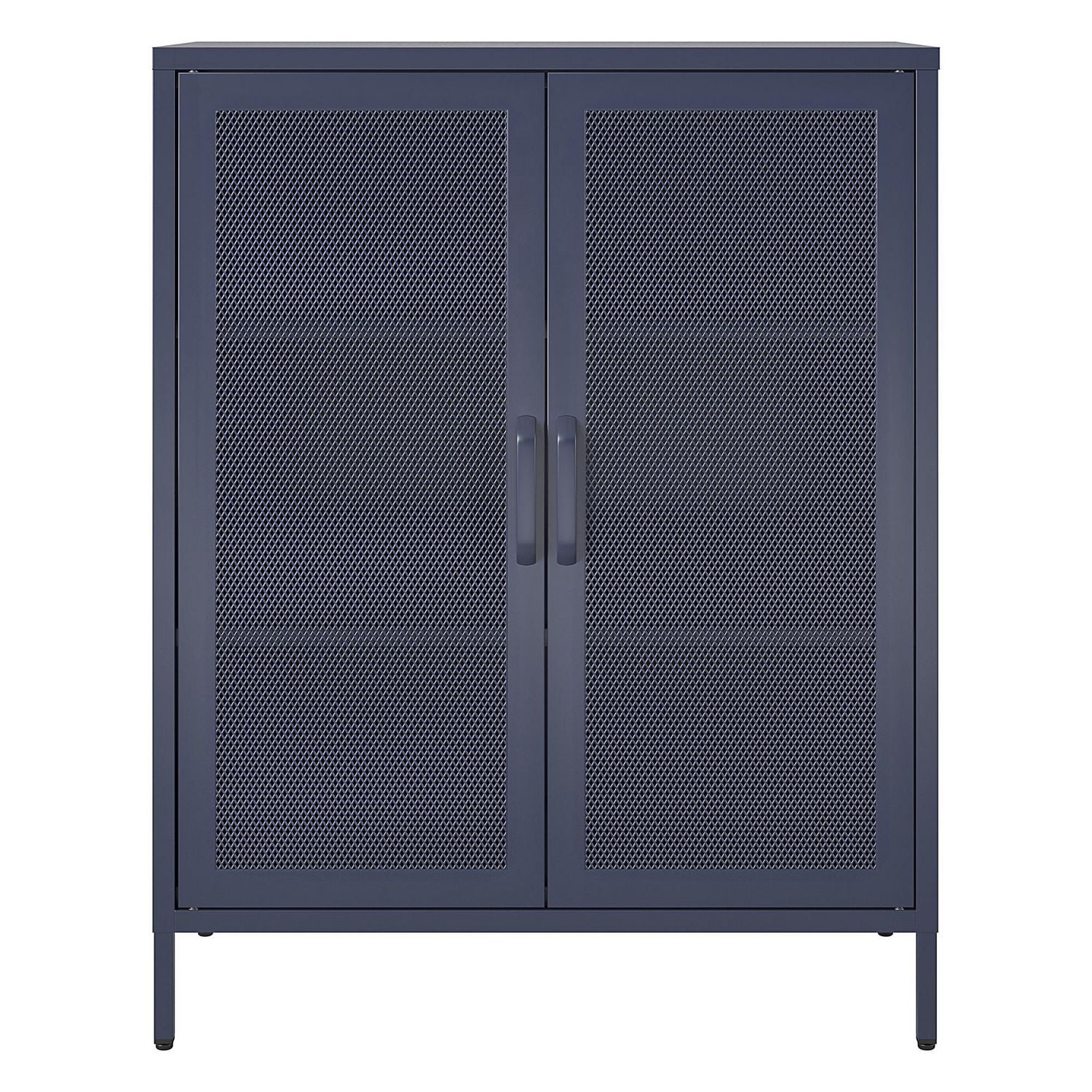 Meuble décoratif à 2 portes Channing de Novogratz, portes en maille métallique, bleu marine