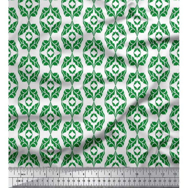 Soimoi Cotton Duck Fabric Ogee Damask Print Sewing Fabric Yard 56 Inch Wide