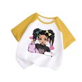 thumbnail image 1 of GDREDA Vêtements Fille Enfant Bébé Filles Mignon Col Rond Manches Courtes Imprimé Manches Raglan Tee Été Décontracté T-Shirt T-Shirts Fille Jaune,11-12 Ans, 1 of 3