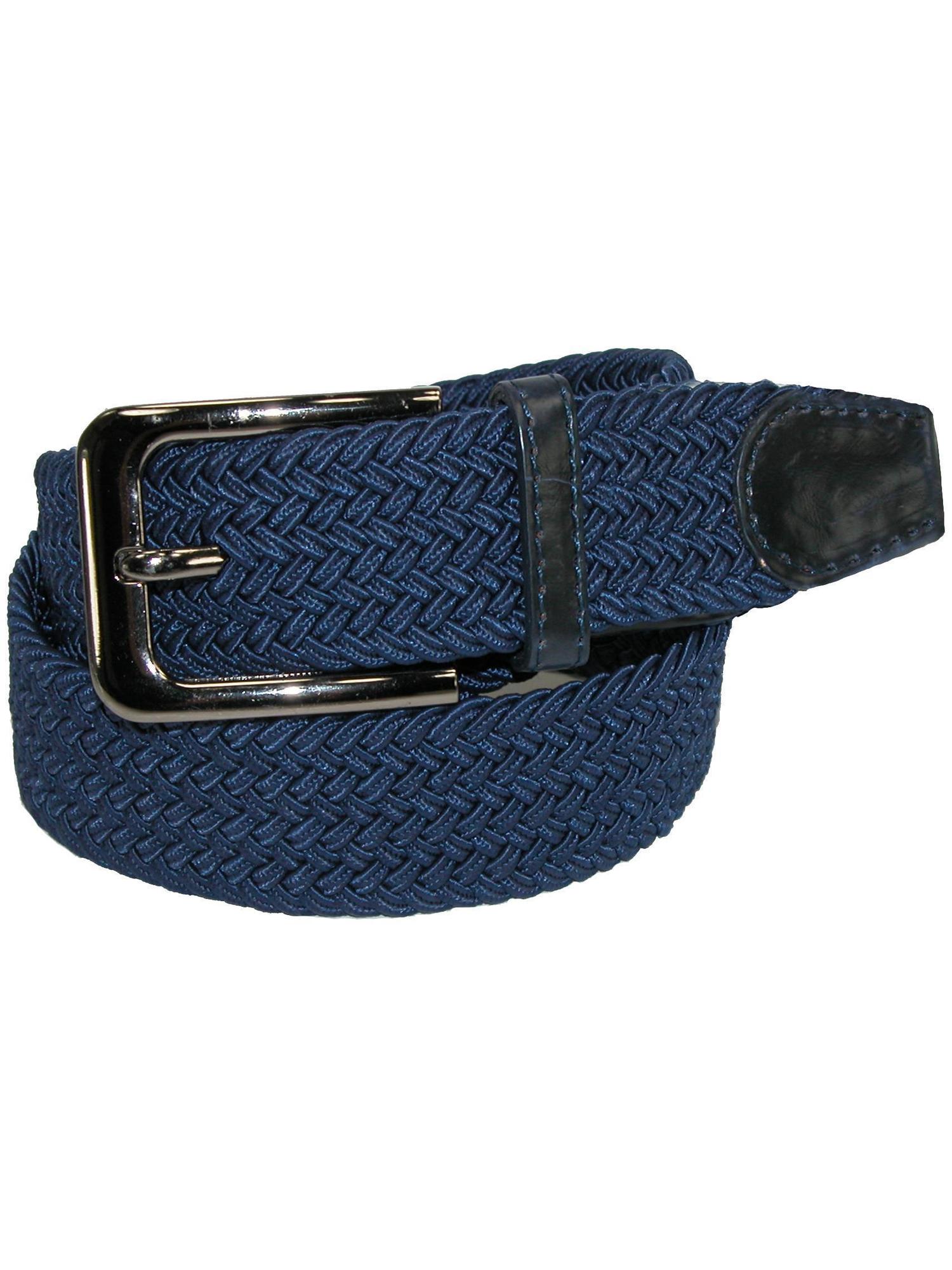 CTM®  Elastic Braided Stretch Belt with Silver Buckle (Men's)