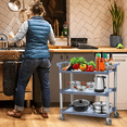 thumbnail image 3 of Chariot Utilitaire Robuste à 3 Tablettes avec Roues, Capacité de 450 Lb, Service Roulant et Chariot Poussoir, Gris - Rangement Mobile pour Usine, Atelier, Restaurant Ou Maison, 3 of 7