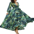 thumbnail image 1 of Robe Maxi Bohème à Manches Longues, Col en V, Florale, Tunique Ample, Caftan, Robes pour Femmes, Plage, Vacances, Robe Longueur, Robes d'Été, Grande Taille, 1 of 5