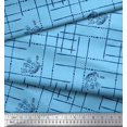 thumbnail image 3 of Soimoi Blue polyester Crepe Fabric Leaves & Geometric Print Fabric by the Yard 52 Inch Wide, 3 of 5