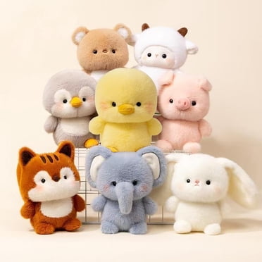 Elephant Plush Toy Soft Stuffed Animal Joyful Chicken Pig Fox Lamb Bunny Penguin Bear Plush Doll Adorable Hugging Pillow Christmas Gift for All Ages