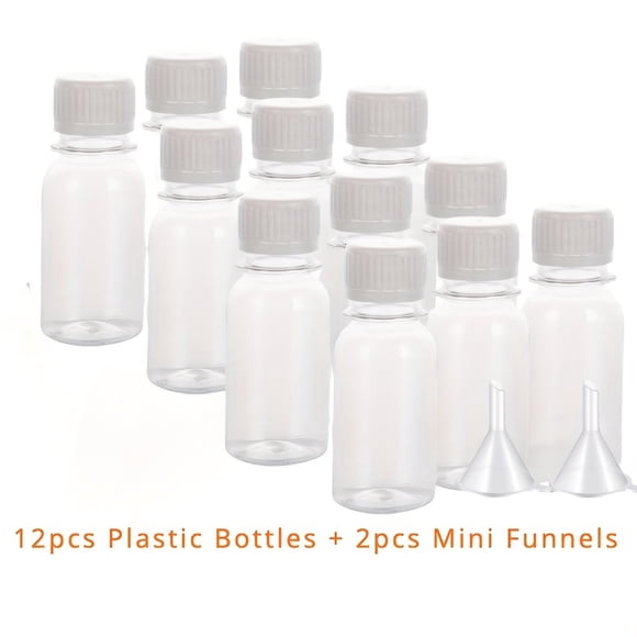 CNKOO 6pcs/12pcs 2oz Plastic Mini Clear Bottles with Lids Small Shot Ginger Shots Bottles for Juice Potion ZZZ