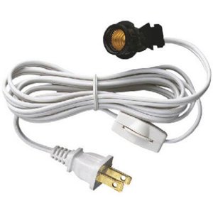 Westinghouse 70108 6-Foot Cord Set with Snap-In Pigtail Candelabra-Base Socket and Cord Switch, White