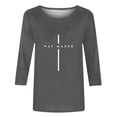 thumbnail image 5 of BVOFAR T-Shirts Chrétiens pour Femmes à Imprimé de Lettres, Col Rond Décontracté, Manches 3/4, Hauts, Cadeaux des Fêtes, T-Shirts Bénis, 5 of 5