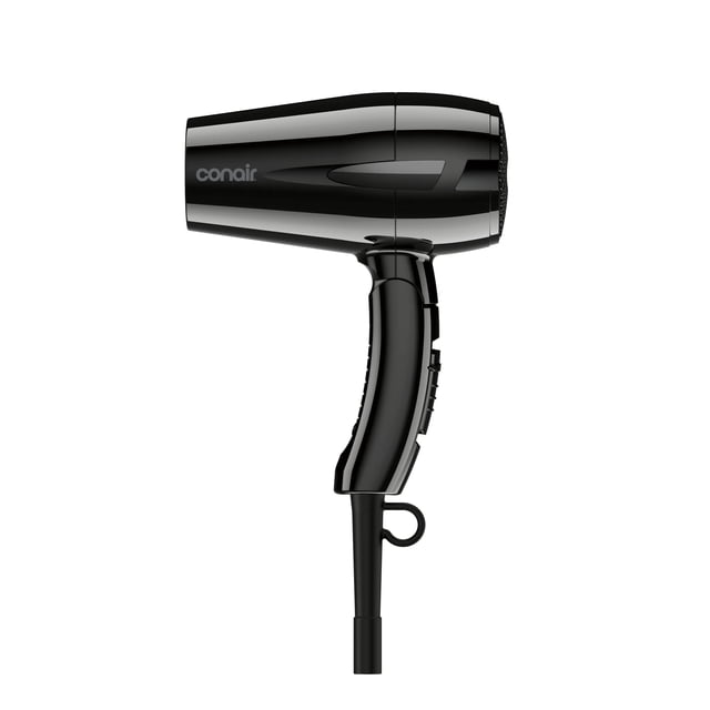 Fer à cheveux de voyage Conair® noir avec poignée pliable, diffuseur et technologie céramique à la tourmaline