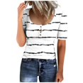 thumbnail image 3 of Birdeem Womens Round Neck Button Up T-Shirt Loose Short Sleeved Top, 3 of 8