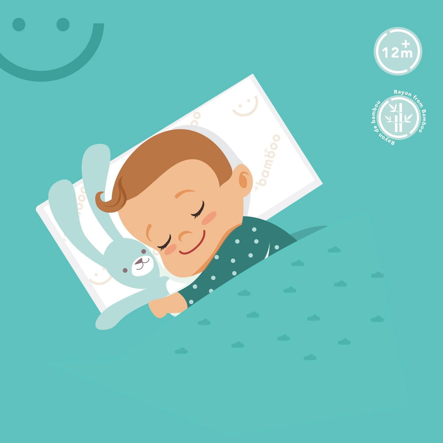 Babyworks™ Big Kid Pillow with Bamboo Pillowcase - Soft, Supportive and Breathable Memory Foam with Hypoallergenic Bamboo Cover, Washable and Removable Cover.