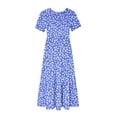 thumbnail image 3 of Pisexur Robes d'Été pour Femmes Col Rond Robe Fluide Plissée Tendance Manches Courtes Mode avec Poche Plage Été Évasée Imprimé Floral 2024 Robes, 3 of 4