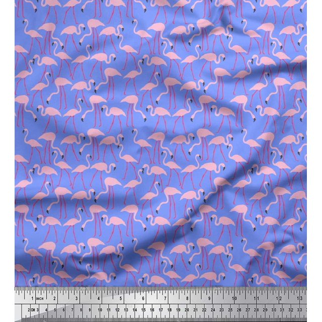 Soimoi Rayon Fabric Flamingo Bird Print Sewing Fabric Yard 42 Inch Wide