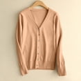 thumbnail image 2 of aohooy Ladies Cable Knit Cardigan V-Neck Button Down Cardigans Solid Open Front Long Sleeve Sweaters Khaki,S, 2 of 9