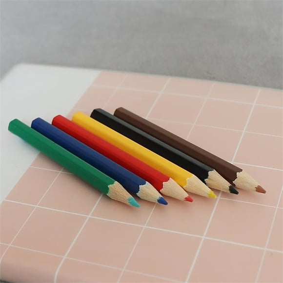 Color Pencil Set - Wooden Short Hexagonal Drawing Pencils | Pre-Sharpened Nontoxic 6 Assorted Colors | Slip-Proof Easy Grip | Portable Art Supplies for Sketching, Coloring, Doodling | 1 Pack