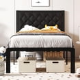 thumbnail image 1 of Homall Twin Size Bed Frame with Headboard PU Leather Upholstered Bed Frame Platform,All Metal Slats Support Platform Bed Frame with Storage Space,Easy Assembly,Noise Free,No Box Spring Needed,Black, 1 of 7