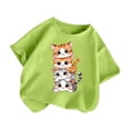 thumbnail image 3 of LUOGENLI T-Shirt pour Filles Enfant Filles Mignon Graphique Col Rond Manches Courtes Tee Été Décontracté T-Shirt Maxi Hauts Ensembles Filles Tenue 2 Pcs Décontractée Vert Clair 8-9 Ans, 3 of 5