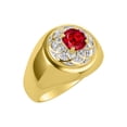 thumbnail image 3 of RYLOS Men's Rings 14K Yellow Gold Designer Gypsy 7MM Round Gemstone & Diamond Ring Ruby July Birthstone Rings Size 10, 3 of 7