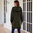 thumbnail image 4 of HAiming Womens over Size Solid Color Long Hoodie Jacket Casual Long Sleeve Drawstring Hooded Sweatshirt, 4 of 9