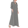 thumbnail image 2 of Bramtres Robes Maxi, Robes de Vacances, Robe Chemise Longue Décontractée pour Femme en Coton et Lin à Boutons avec Poches, Longues Robes, Robe à Manches Longues, Robes Modestes, Robe Grise, 5TG, 2 of 4