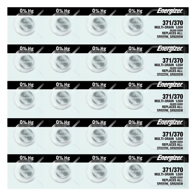 Energizer 371/370 SR920/W/SW Silver Oxide Watch Battery (20 Pack)