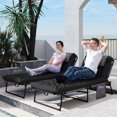 thumbnail image 2 of Outsunny 2 Pcs Chaises Longues Pliantes, Chaises Inclinables pour Bronzage, Noir, 2 of 10