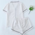 thumbnail image 4 of cfhntfmh Womens Pajama Sets Pj Set Cute Heart Print Short Sleeve Button down Shirt with Shorts 2 Piece Pjs Set, 4 of 4