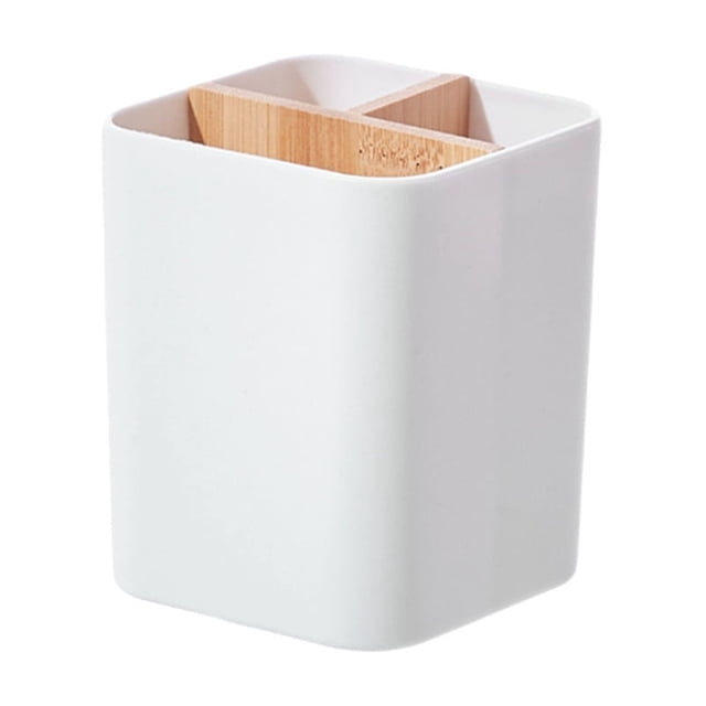 Wall Rack for Bathroom - Storage Organizer with Three Slot Toothbrush and Toothpaste Holder for Countertop Durable Construction Sleek Black Finish