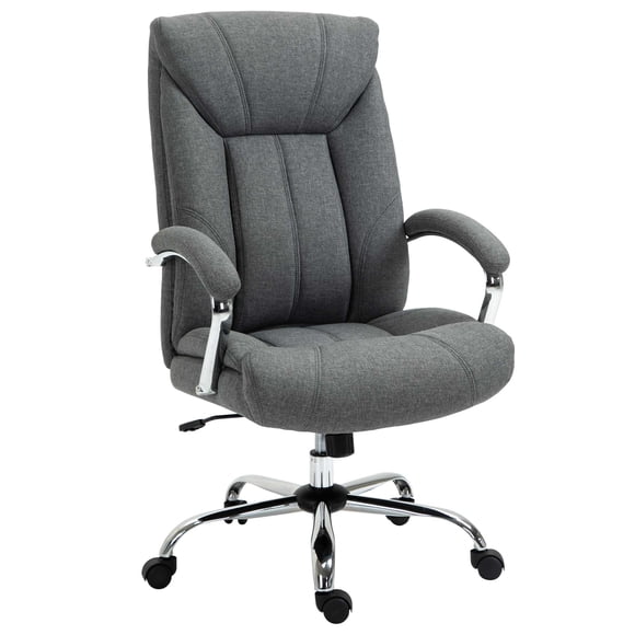 Vinsetto Home Office Chair Linen Fabric Computer Chair with Armrests Grey