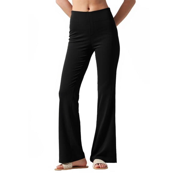 Black Womens Elastic Waist Basic Long Leg Tight Pants for Ladies Track Athletic Yoga Brunch Stretchy Jogger Going Out Summer Fall Button 2025 Clothes Fashion S